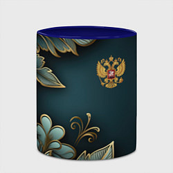 Кружка 3D Золотые листья и герб России, цвет: 3D-белый + синий — фото 2
