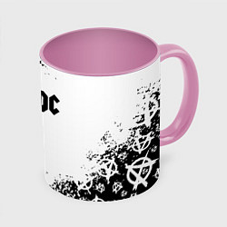 Кружка 3D AC DC anarchy rock, цвет: 3D-белый + розовый