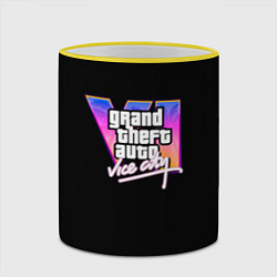 Кружка 3D Gta 6 vice city logo, цвет: 3D-желтый кант — фото 2