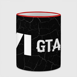 Кружка 3D GTA 6 glitch на темном фоне по-горизонтали, цвет: 3D-красный кант — фото 2