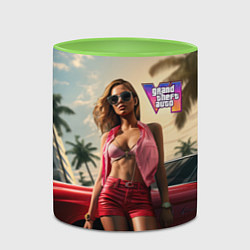 Кружка 3D Девушка GTA 6, цвет: 3D-белый + светло-зеленый — фото 2
