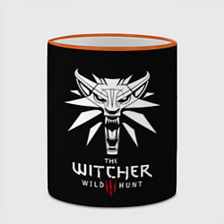 Кружка 3D The Witcher белое лого гейм, цвет: 3D-оранжевый кант — фото 2