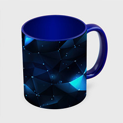 Кружка 3D Синяя геометрическая абстракция, цвет: 3D-белый + синий