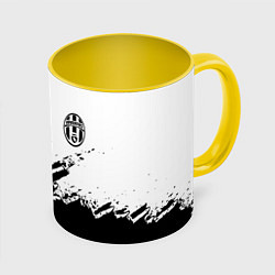 Кружка 3D Juventus black sport texture, цвет: 3D-белый + желтый