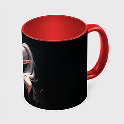 Кружка 3D Фрирен в кимоно- Sou sou no frieren, цвет: 3D-белый + красный