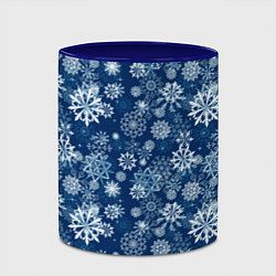 Кружка 3D Snowflakes on a blue background, цвет: 3D-белый + синий — фото 2