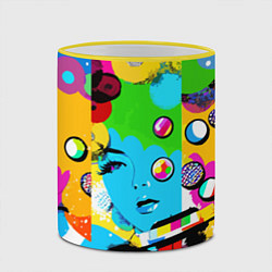 Кружка 3D Girls face - pop art, цвет: 3D-желтый кант — фото 2