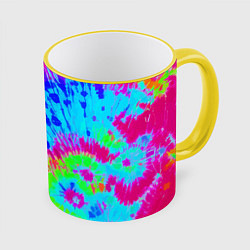 Кружка 3D Tie-Dye abstraction, цвет: 3D-желтый кант