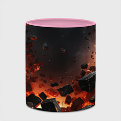 Кружка 3D Взрыв плит и огонь, цвет: 3D-белый + розовый — фото 2