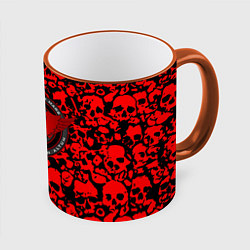 Кружка 3D Thirty Seconds to Mars skull pattern, цвет: 3D-оранжевый кант