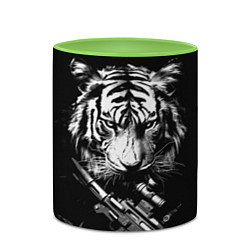 Кружка 3D Тигр с винтовкой, цвет: 3D-белый + светло-зеленый — фото 2