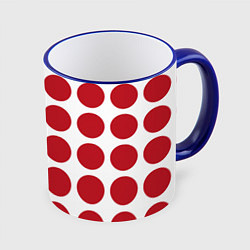 Кружка 3D Красные круги, цвет: 3D-синий кант