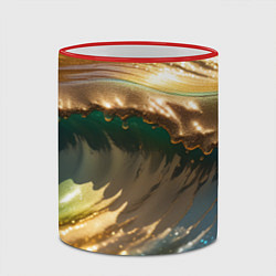 Кружка 3D Перламутровые блестящие волны радужных цветов, цвет: 3D-красный кант — фото 2