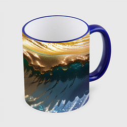 Кружка 3D Перламутровые блестящие волны радужных цветов, цвет: 3D-синий кант