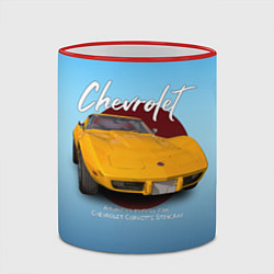 Кружка 3D Американский маслкар Chevrolet Corvette, цвет: 3D-красный кант — фото 2