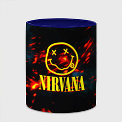 Кружка 3D Nirvana rock огненное лого лава, цвет: 3D-белый + синий — фото 2