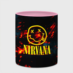 Кружка 3D Nirvana rock огненное лого лава, цвет: 3D-белый + розовый — фото 2