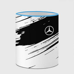 Кружка 3D Mercedes benz краски чернобелая геометрия, цвет: 3D-небесно-голубой кант — фото 2