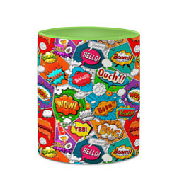 Кружка 3D Bang Boom Ouch pop art pattern, цвет: 3D-белый + светло-зеленый — фото 2