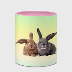 Кружка 3D Два пушистых кролика, цвет: 3D-белый + розовый — фото 2