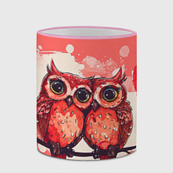 Кружка 3D Влюбленные совушки, цвет: 3D-розовый кант — фото 2