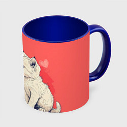Кружка 3D Влюбленные котята день святого Валентина, цвет: 3D-белый + синий