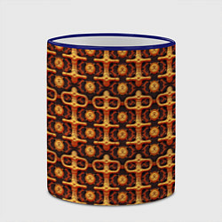Кружка 3D Оранжевый деревянный абстрактный паттерн, цвет: 3D-синий кант — фото 2