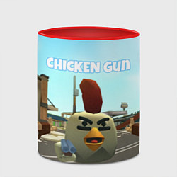 Кружка 3D Chicken Gun - shooter, цвет: 3D-белый + красный — фото 2