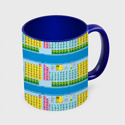 Кружка 3D Узор из таблицы Менделеева, цвет: 3D-белый + синий