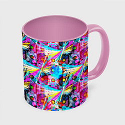 Кружка 3D Абстрактное граффити в цвете, цвет: 3D-белый + розовый