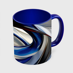 Кружка 3D Изогнутая абстракция, цвет: 3D-белый + синий