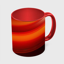 Кружка 3D Красная изогнутая абстракция, цвет: 3D-белый + красный