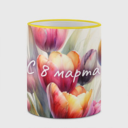 Кружка 3D С 8 марта - тюльпаны, цвет: 3D-желтый кант — фото 2