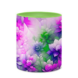 Кружка 3D Паттерн цветов, цвет: 3D-белый + светло-зеленый — фото 2