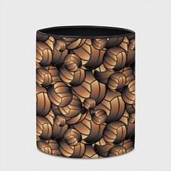 Кружка 3D Футбольные мячи узор, цвет: 3D-белый + черный — фото 2