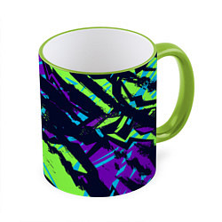 Кружка 3D Разноцветные текстурные штрихи, цвет: 3D-светло-зеленый кант