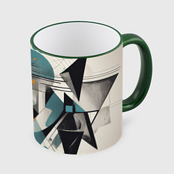 Кружка 3D Три человека авангард, цвет: 3D-зеленый кант