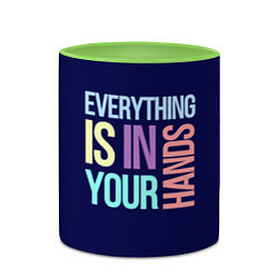 Кружка 3D Everything is in your hands, цвет: 3D-белый + светло-зеленый — фото 2