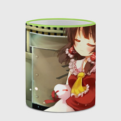 Кружка 3D Touhou Project Рейму sleep, цвет: 3D-светло-зеленый кант — фото 2