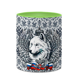 Кружка 3D Белый русский волк я русский, цвет: 3D-белый + светло-зеленый — фото 2
