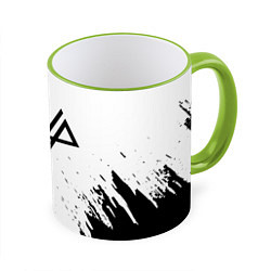 Кружка 3D Linkin park краски чёрнобелый, цвет: 3D-светло-зеленый кант