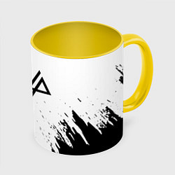 Кружка 3D Linkin park краски чёрнобелый, цвет: 3D-белый + желтый