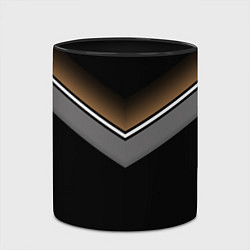 Кружка 3D Абстракция графика серая и коричневая полоски на ч, цвет: 3D-белый + черный — фото 2