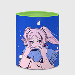 Кружка 3D Фрирен и снег, цвет: 3D-белый + светло-зеленый — фото 2