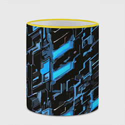 Кружка 3D Синие неоновые линии, цвет: 3D-желтый кант — фото 2