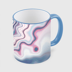 Кружка 3D Мраморные разводы, цвет: 3D-небесно-голубой кант