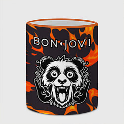 Кружка 3D Bon Jovi рок панда и огонь, цвет: 3D-оранжевый кант — фото 2