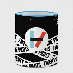 Кружка 3D Twenty one pilots stripes steel, цвет: 3D-небесно-голубой кант — фото 2