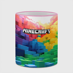 Кружка 3D Minecraft logo радужный мир, цвет: 3D-розовый кант — фото 2