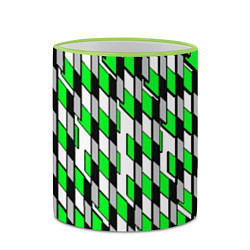 Кружка 3D Киберпанк узор чёрно-зелёный на белом фоне, цвет: 3D-светло-зеленый кант — фото 2